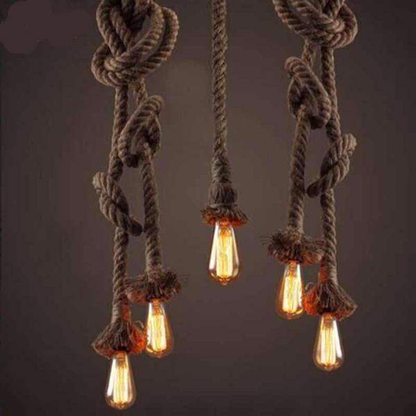 Contemporary Adjustable Rope Pendant Ceiling Light Lamp for more Traditional Nautical Interiors-2 x 75 Double Head-Distinct Designs (London) Ltd