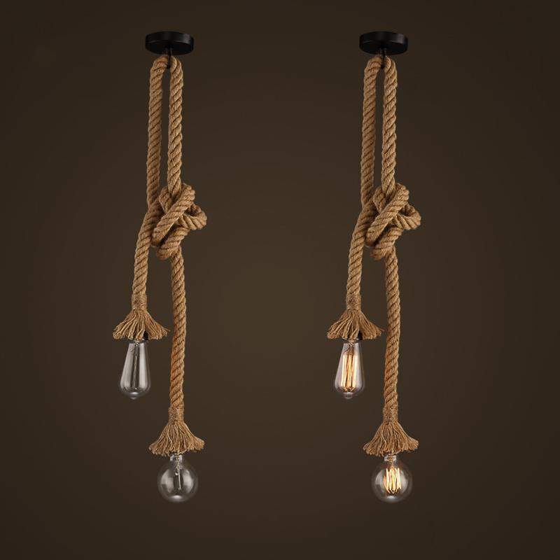 Contemporary Adjustable Rope Pendant Ceiling Light Lamp for more Traditional Nautical Interiors-2 x 250CM Double Head-Distinct Designs (London) Ltd
